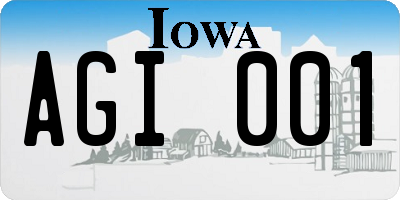 IA license plate AGI001
