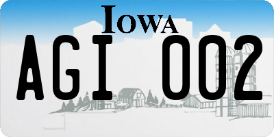 IA license plate AGI002
