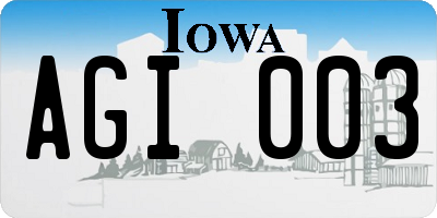 IA license plate AGI003