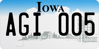 IA license plate AGI005