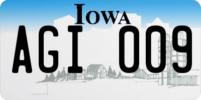 IA license plate AGI009