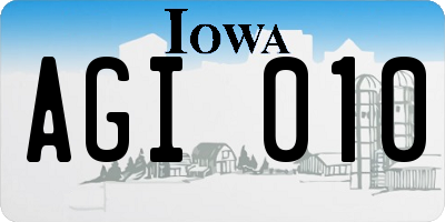 IA license plate AGI010