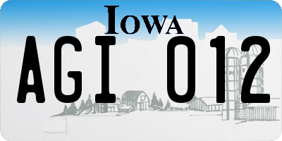 IA license plate AGI012
