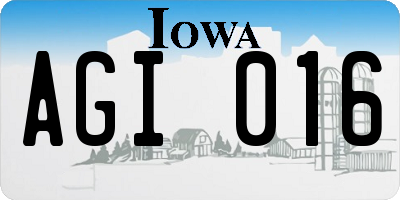 IA license plate AGI016