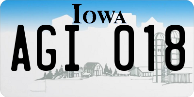 IA license plate AGI018