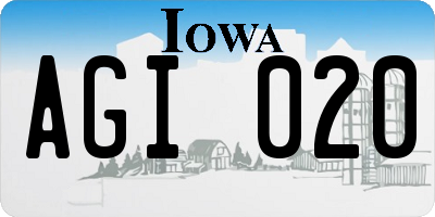 IA license plate AGI020