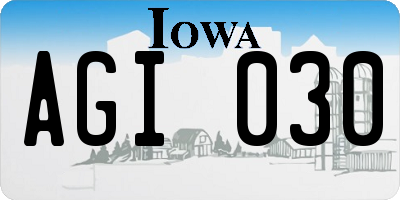 IA license plate AGI030