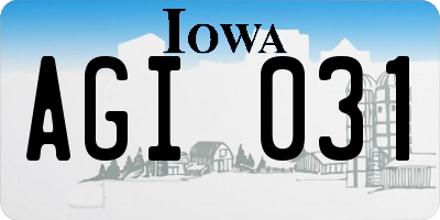 IA license plate AGI031