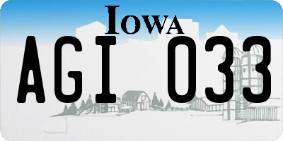 IA license plate AGI033