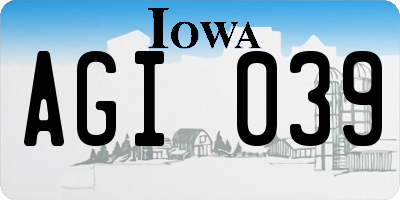 IA license plate AGI039
