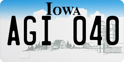 IA license plate AGI040