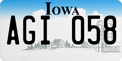IA license plate AGI058