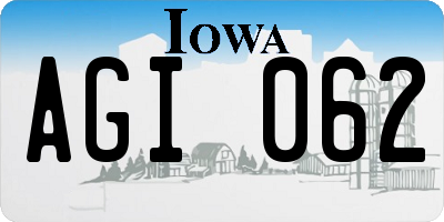 IA license plate AGI062