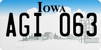 IA license plate AGI063