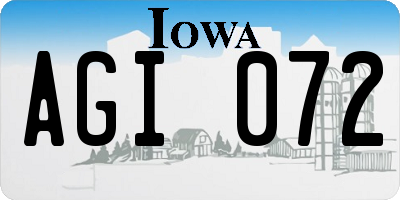IA license plate AGI072