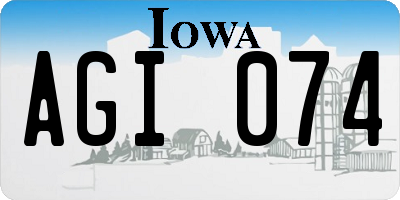 IA license plate AGI074