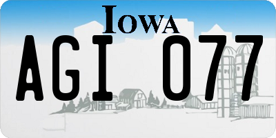 IA license plate AGI077