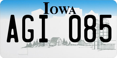 IA license plate AGI085
