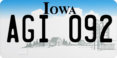 IA license plate AGI092