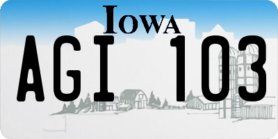 IA license plate AGI103