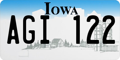 IA license plate AGI122