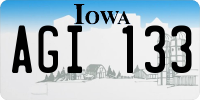 IA license plate AGI133