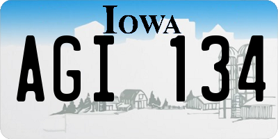 IA license plate AGI134