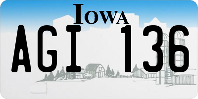 IA license plate AGI136