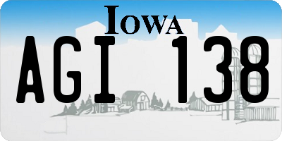 IA license plate AGI138