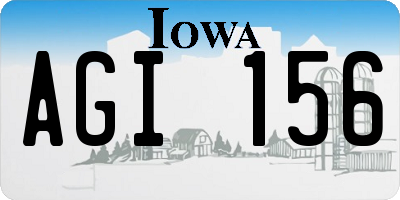 IA license plate AGI156