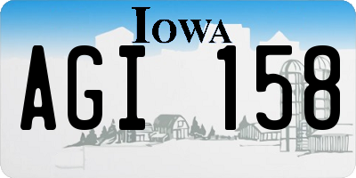 IA license plate AGI158