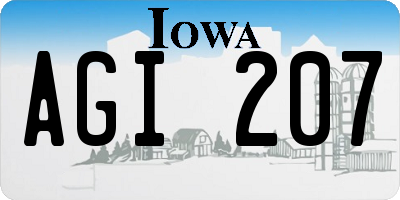 IA license plate AGI207