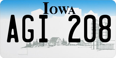 IA license plate AGI208