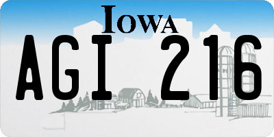 IA license plate AGI216