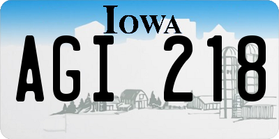 IA license plate AGI218