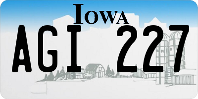 IA license plate AGI227