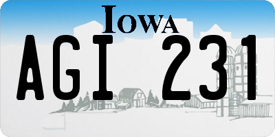 IA license plate AGI231