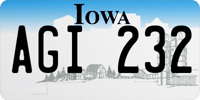 IA license plate AGI232