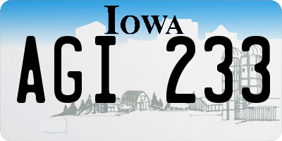 IA license plate AGI233