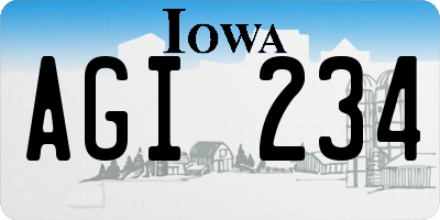 IA license plate AGI234