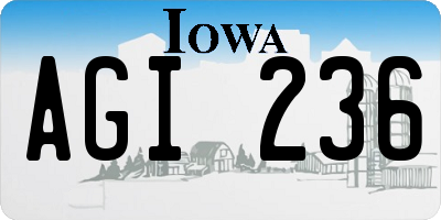 IA license plate AGI236