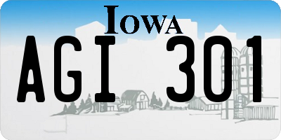 IA license plate AGI301