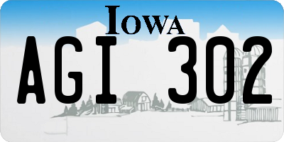 IA license plate AGI302