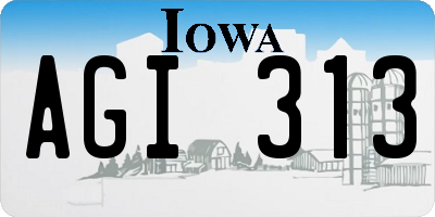 IA license plate AGI313