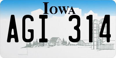 IA license plate AGI314
