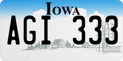IA license plate AGI333
