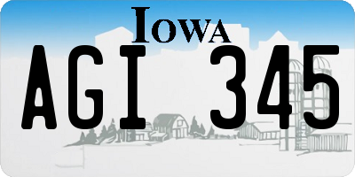 IA license plate AGI345
