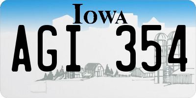IA license plate AGI354