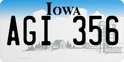 IA license plate AGI356