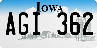 IA license plate AGI362